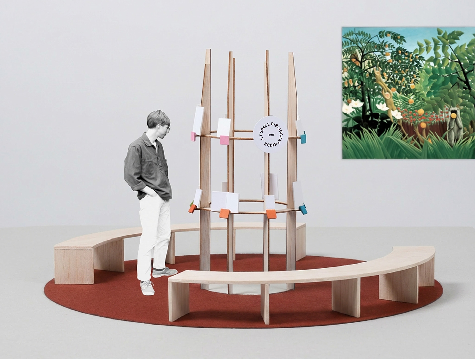 L'espace bibliographique, mobilier de consultation pour les espaces de fin d'exposition