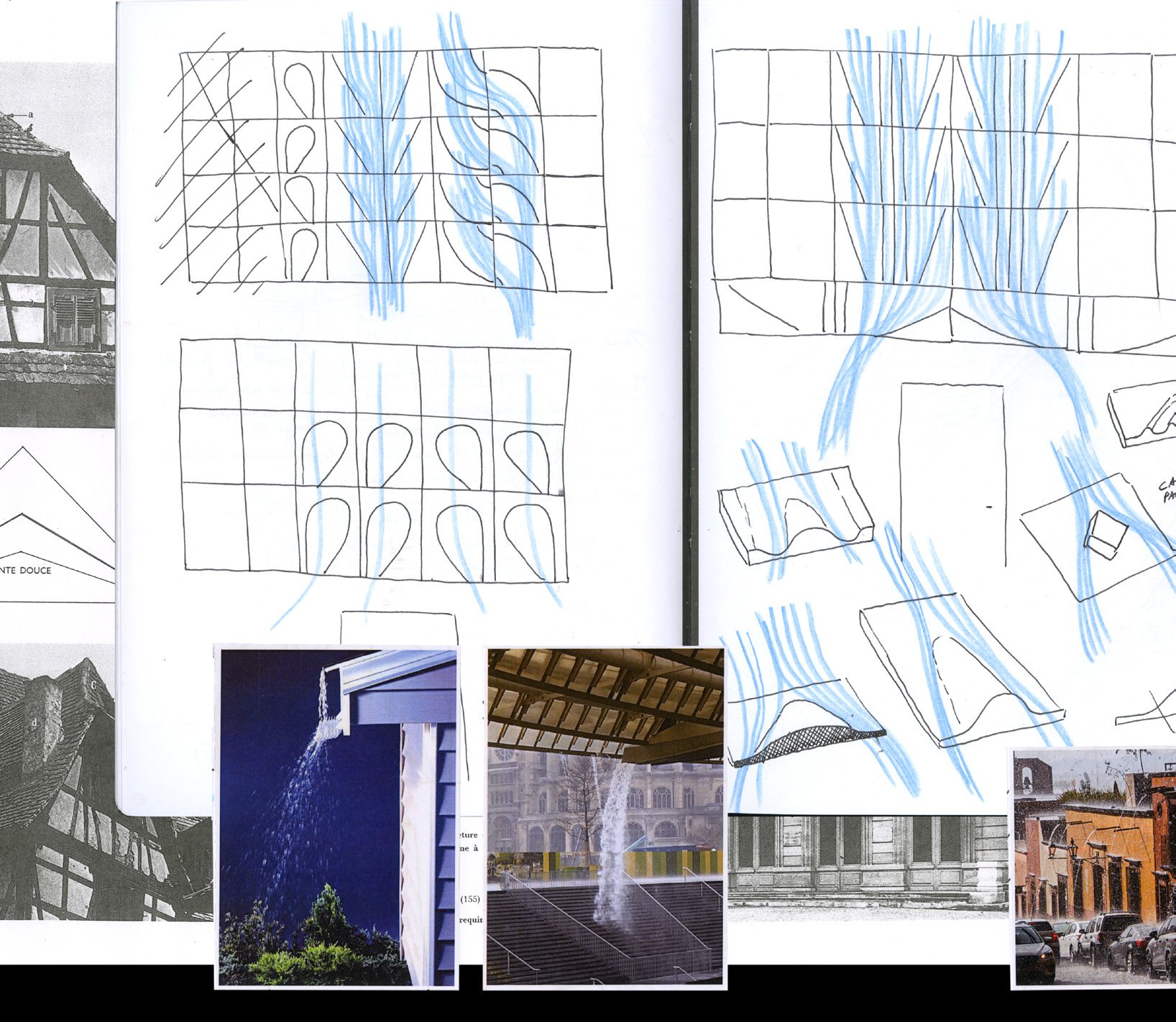 Recherches dessinées sur le parcours de l'eau